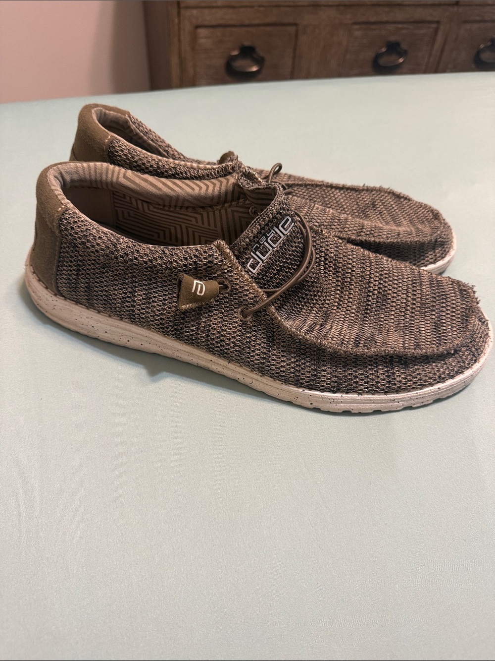 Hey Dude Men's Brown Knit Slip-On Loafers